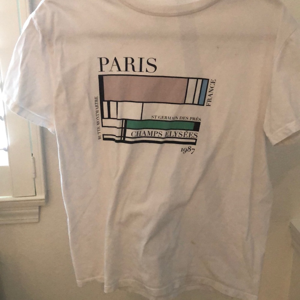 a graphic white tee